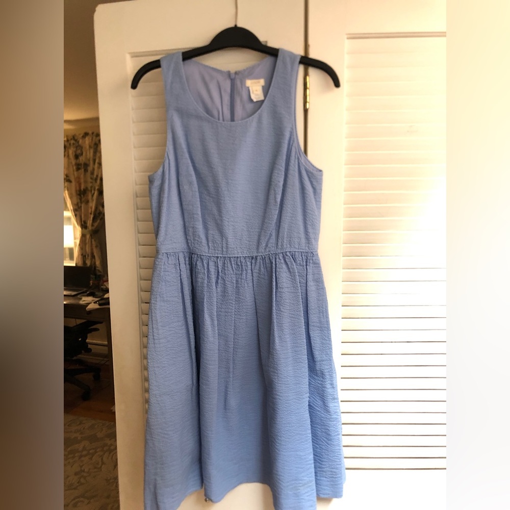 Jcrew seersucker Light blue dress